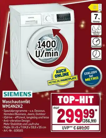 METRO Siemens waschautomat wm14n2k2 Angebot