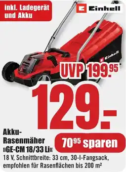 B1 Discount Baumarkt Einhell Akku Rasenmäher GE-CM 18/33 Li Angebot