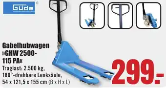 B1 Discount Baumarkt Güde Gabelhubwagen GHW 2500-115 PA Angebot