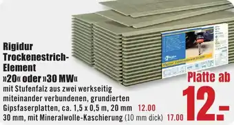 B1 Discount Baumarkt Rigidur Trockenestrich Element 20 oder 30 MW Angebot