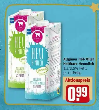 REWE Allgäuer hof-milch haltbare heumilch Angebot