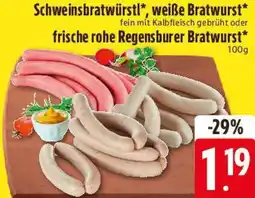 Edeka Schweinsbratwürstl, weiße Bratwurst oder frische rohe Regensburer Bratwurst Angebot