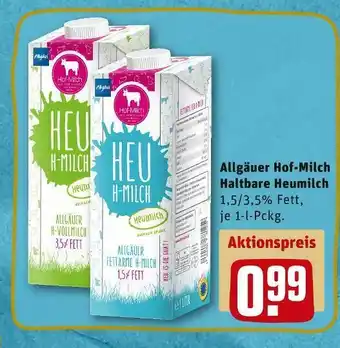 REWE Allgäuer hof-milch haltbare heumilch Angebot