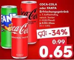 Kaufland COCA-COLA oder FANTA Erfrischungsgetränk Angebot