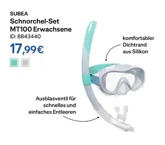 Decathlon Subea schnorchel-set mt100 erwachsene Angebot