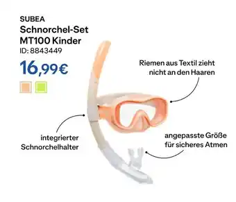 Decathlon Subea schnorchel-set mt100 kinder Angebot
