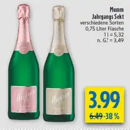 diska Mumm Jahrgangs Sekt Angebot