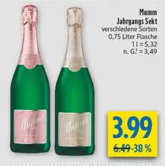 diska Mumm Jahrgangs Sekt Angebot
