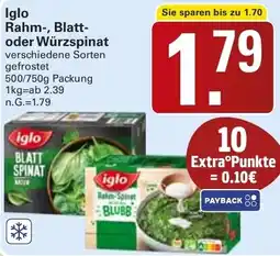 WEZ Iglo Rahm-, Blatt- oder Würzspinat Angebot