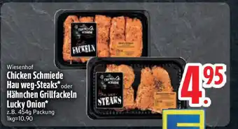 Edeka Wiesenhof Chicken Schmiede Hau weg-Steaks oder Hähnchen Grillfackeln Lucky Onion Angebot