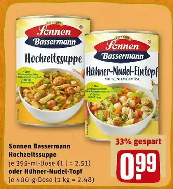 REWE Sonnen bassermann hochzeitssuppe oder hühner-nudel-topf Angebot