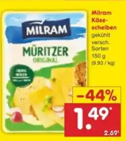 Netto Marken-Discount Milram Käse- scheiben Angebot