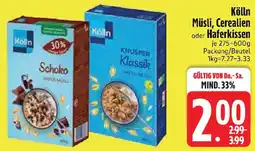 Edeka Kölln Müsli, Cerealien oder Haferkissen Angebot