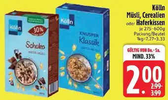 Edeka Kölln Müsli, Cerealien oder Haferkissen Angebot