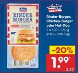 Netto Marken-Discount Rinder-Burger. Chicken-Burger oder Hot-Dog Angebot