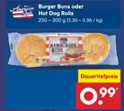 Netto Marken-Discount American Style Burger Buns oder Hot Dog Rolls Angebot