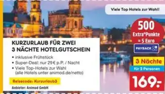 Netto Marken-Discount Kurzurlaub für zwei 3 nächte hotelgutschein Angebot