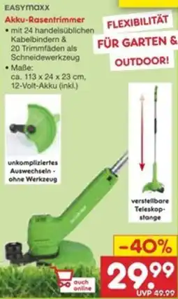 Netto Marken-Discount EASYMAXX Akku-Rasentrimmer Angebot