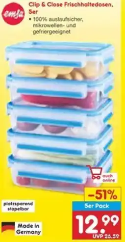 Netto Marken-Discount emja Clip & Close Frischhaltedosen 5er Angebot