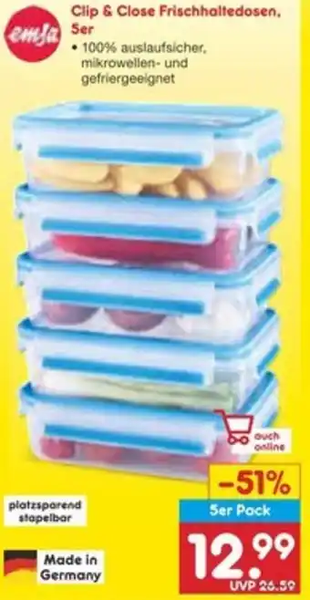 Netto Marken-Discount emja Clip & Close Frischhaltedosen 5er Angebot