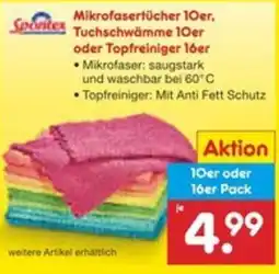 Netto Marken-Discount Spontex Mikrofasertücher 10er, Tuchschwämme 10er oder Topfreiniger 16er Angebot
