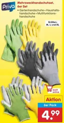 Netto Marken-Discount Priva Mehrzweckhandschuhset 6er Set Angebot