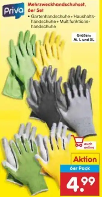 Netto Marken-Discount Priva Mehrzweckhandschuhset 6er Set Angebot