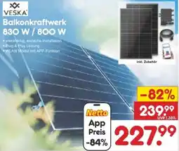 Netto Marken-Discount VESKA Balkonkraftwerk 830 W / 800 W Angebot