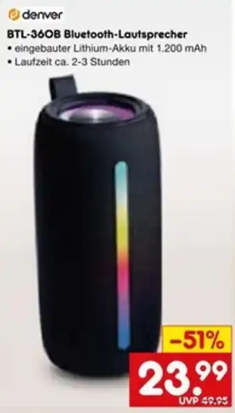 Netto Marken-Discount denver BTL-360B Bluetooth-Lautsprecher Angebot