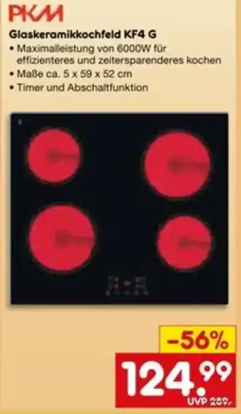 Netto Marken-Discount PKM Glaskeramikkochfeld KF4 G Angebot