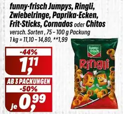 Simmel funny-frisch Jumpys, Ringli, Zwiebelringe, Paprika-Ecken, Frit-Sticks, Cornados oder Chitos Angebot