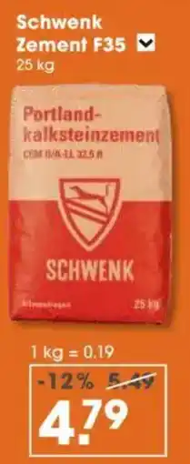 V Baumarkt Schwenk Zement F35 Angebot