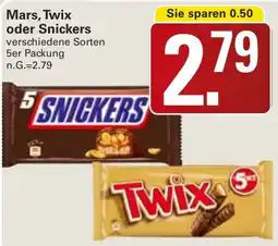 WEZ Mars, Twix oder Snickers Angebot