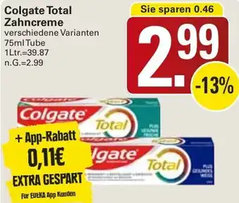 WEZ Colgate Total Zahncreme Angebot