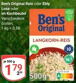 Globus Ben's Original Reis oder Ebly Lose oder im Kochbeutel Angebot