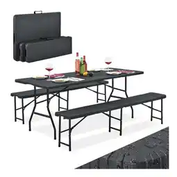 Netto Marken-Discount Juskys Bierzeltgarnitur Amberg 3-teilig & klappbar 180x74x74 cm Festzeltgarnitur Tisch & 2 Bänke Angebot