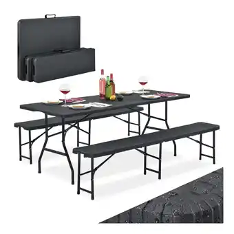 Netto Marken-Discount Juskys Bierzeltgarnitur Amberg 3-teilig & klappbar 180x74x74 cm Festzeltgarnitur Tisch & 2 Bänke Angebot