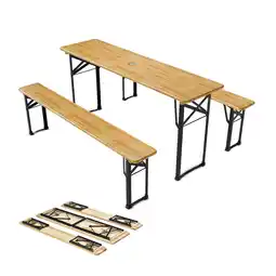 Netto Marken-Discount Juskys Bierzeltgarnitur Bichl 3-teilig klappbar - Gartenmöbel-Set aus 1 Biertisch + 2 Bierbänke Angebot