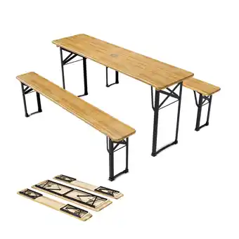 Netto Marken-Discount Juskys Bierzeltgarnitur Bichl 3-teilig klappbar - Gartenmöbel-Set aus 1 Biertisch + 2 Bierbänke Angebot