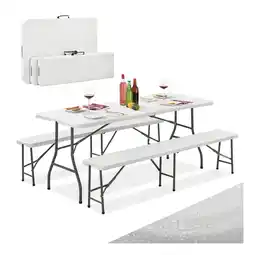 Netto Marken-Discount Juskys Bierzeltgarnitur Bayreuth 3-teilig & klappbar 180x70x74 cm Festzeltgarnitur Tisch & 2 Bänke Angebot