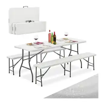 Netto Marken-Discount Juskys Bierzeltgarnitur Bayreuth 3-teilig & klappbar 180x70x74 cm Festzeltgarnitur Tisch & 2 Bänke Angebot