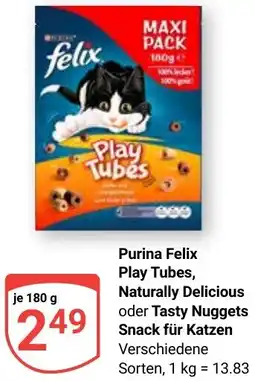 Globus Purina Felix Play Tubes, Naturally Delicious oder Tasty Nuggets Snack für Katzen Angebot