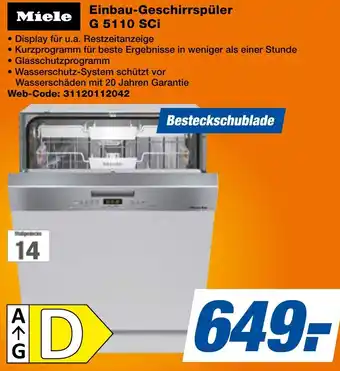 expert Techno Land Miele Einbau-Geschirrspüler G 5110 SCI Angebot