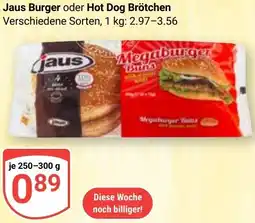 Globus Jaus Burger oder Hot Dog Brötchen Angebot