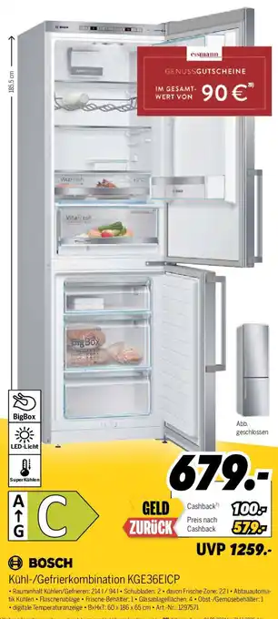 MEDIMAX BOSCH Kühl-/Gefrierkombination KGE36EICP Angebot