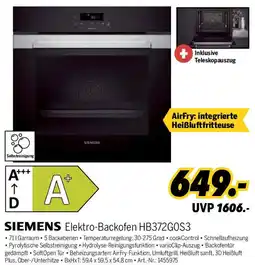 MEDIMAX SIEMENS Elektro-Backofen HB372G0S3 Angebot
