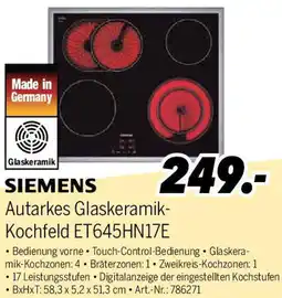 MEDIMAX SIEMENS Autarkes Glaskeramik Kochfeld ET645HN17E Angebot