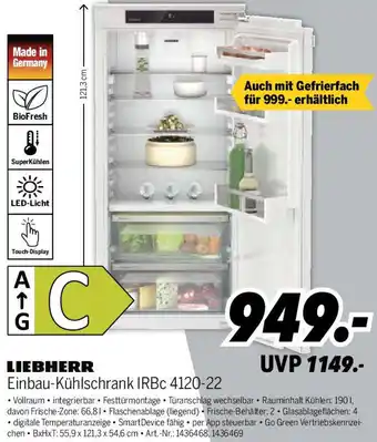 MEDIMAX LIEBHERR Einbau-Kühlschrank IRBC 4120-22 Angebot