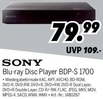 MEDIMAX SONY Blu-ray Disc Player BDP-S 1700 Angebot