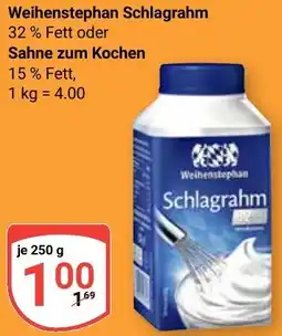 Globus Weihenstephan Schlagrahm oder Sahne zum Kochen Angebot